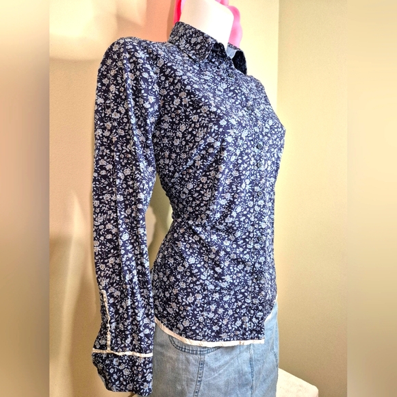 Pretty Floral Cotton Blouse Western Stampede Rodeo - Picture 2 of 8